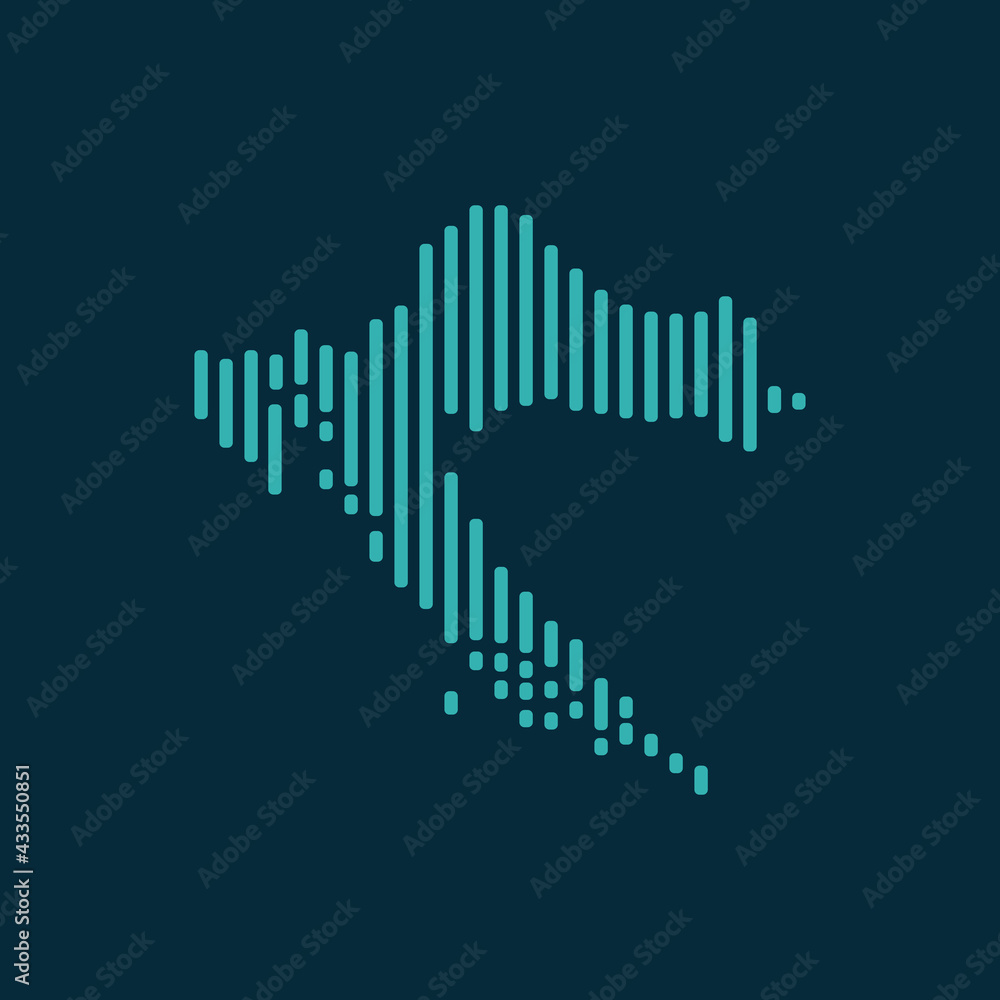 Vector abstract map of Croatia with blue straight rounded lines isolated on a indigo background. Vector abstract map of Croatia with blue straight rounded lines isolated on a indigo background.