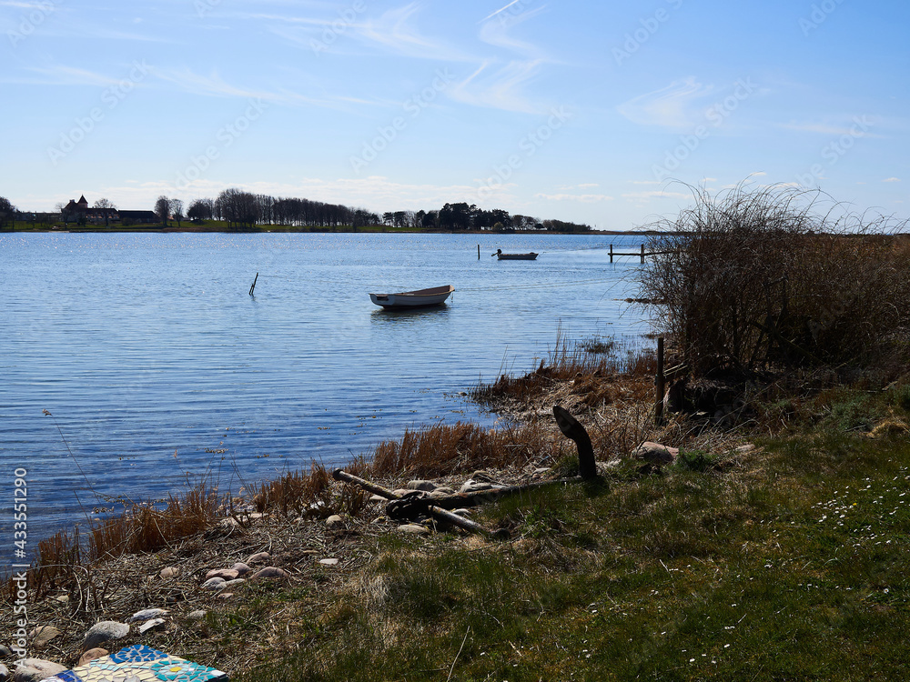 Typical beautiful Danish coastline landscape in the summer