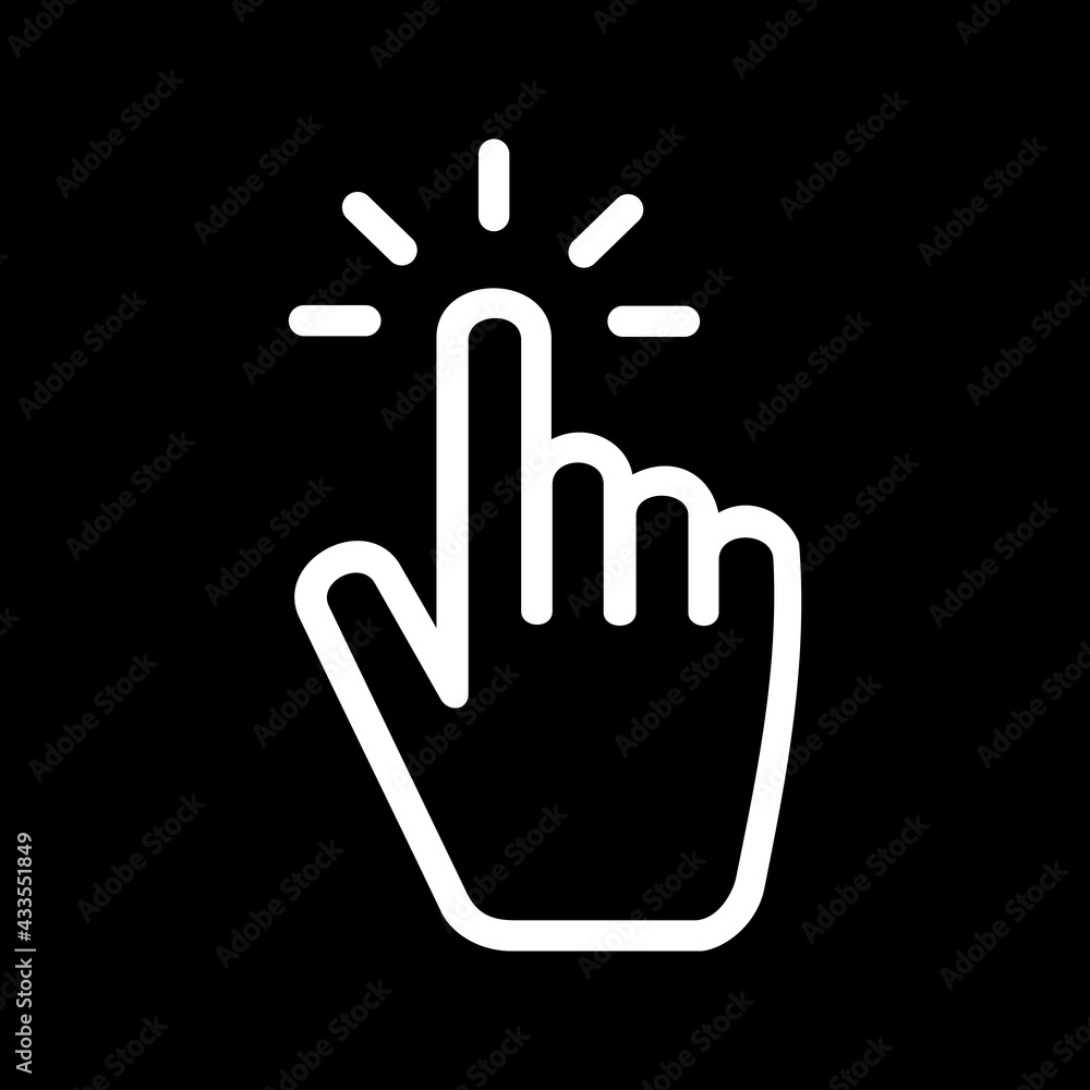 Obraz premium BLACK AND WHITE HAND POINTER, CLICKING FINGER ICON