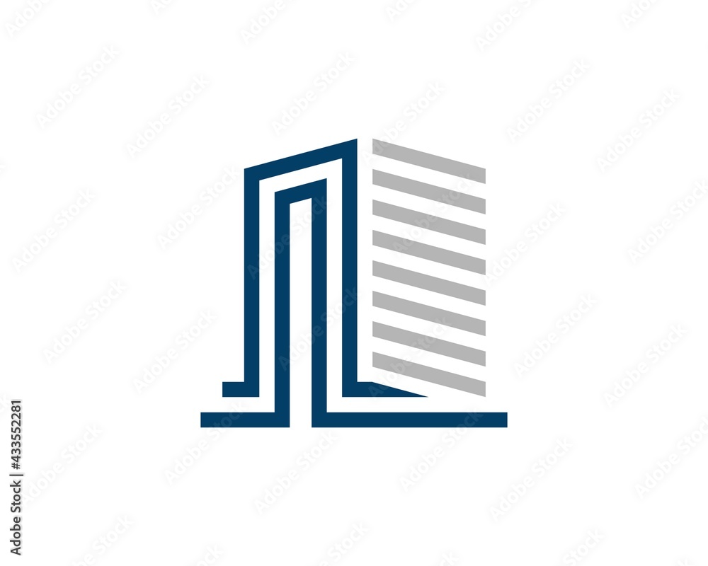 Abstract and modern city building in blue and grey color Abstract and modern city building in blue and grey color