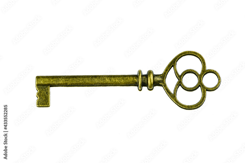 Old key isolated on white background. without shadow Old key isolated on white background. without shadow