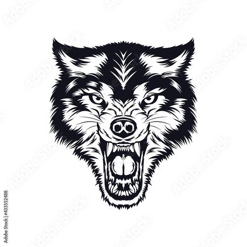 Angry Wolf vector illustration in hand drawn style, perfect for tshirt design and tattoo design