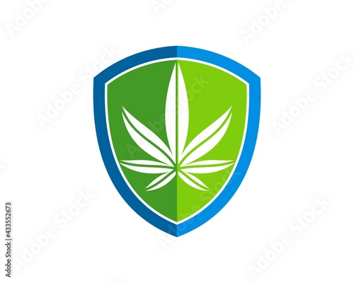 Protection shield with green cannabis leaf inside