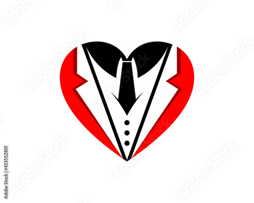 Men suit in the love shape logo