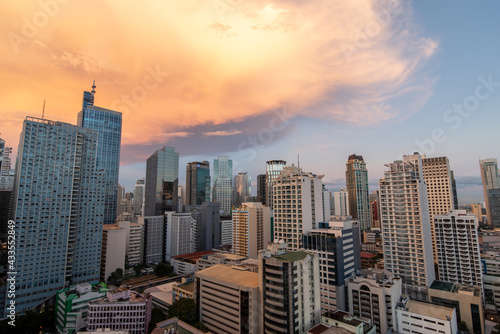 Sunset at Makati commerical area, Metro Manila, Philippines, Feb 22, 2021