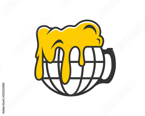 Combination beer glass with globe shape logo