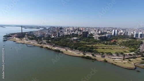 4K Downtown of Porto Alegre aerial scene from Guaiba River photo