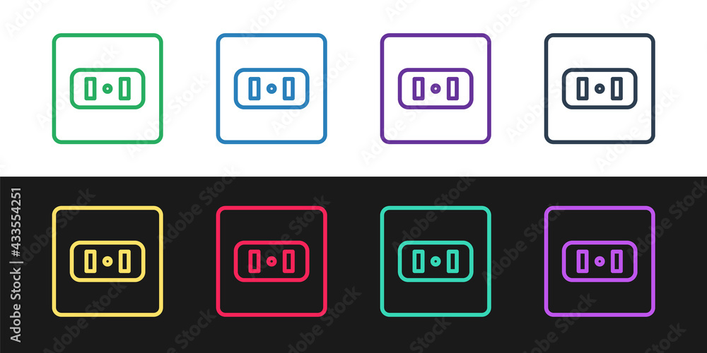 Set line Electrical outlet icon isolated on black and white background. Power socket. Rosette symbol. Vector Set line Electrical outlet icon isolated on black and white background. Power socket. Rosette symbol. Vector