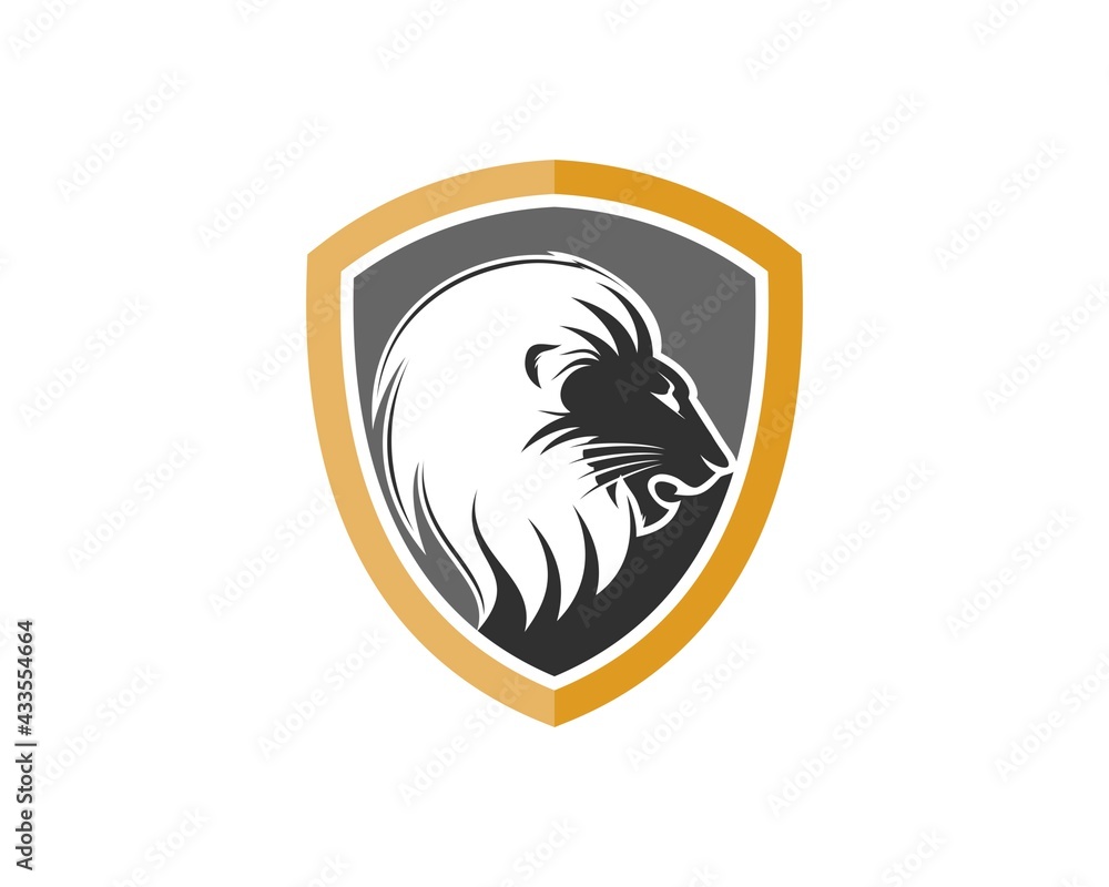 Protection shield with lion head inside Protection shield with lion head inside