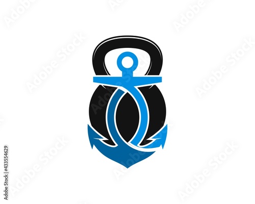 Gym kettle bell with abstract nautical anchor inside