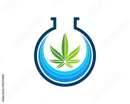 Simple bottle laboratory with circular water and cannabis