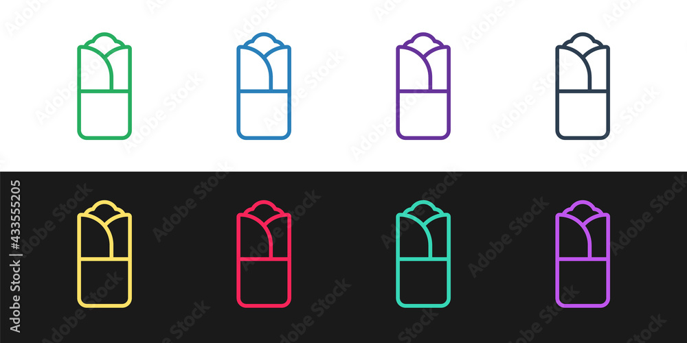 Set line Burrito icon isolated on black and white background. Traditional mexican fast food. Vector Set line Burrito icon isolated on black and white background. Traditional mexican fast food. Vector