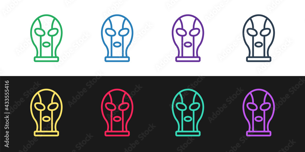 Set line Mexican wrestler icon isolated on black and white background. Vector Set line Mexican wrestler icon isolated on black and white background. Vector
