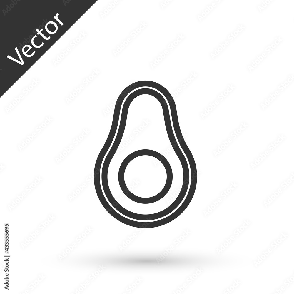 Grey line Avocado fruit icon isolated on white background. Vector Grey line Avocado fruit icon isolated on white background. Vector