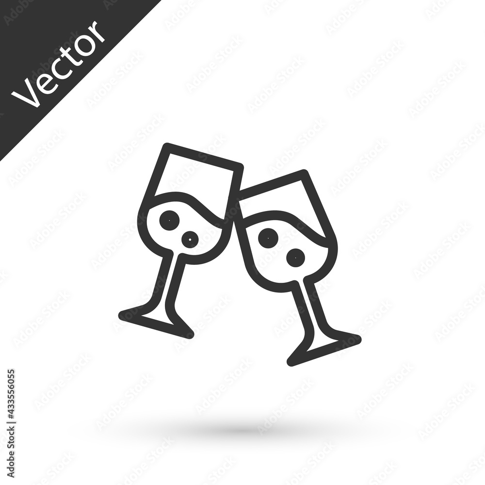 Grey line Glass of champagne icon isolated on white background. Vector Grey line Glass of champagne icon isolated on white background. Vector