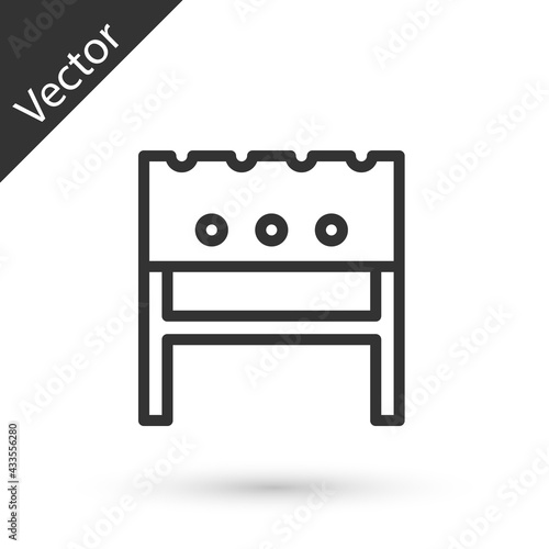 Grey line BBQ brazier icon isolated on white background. Vector