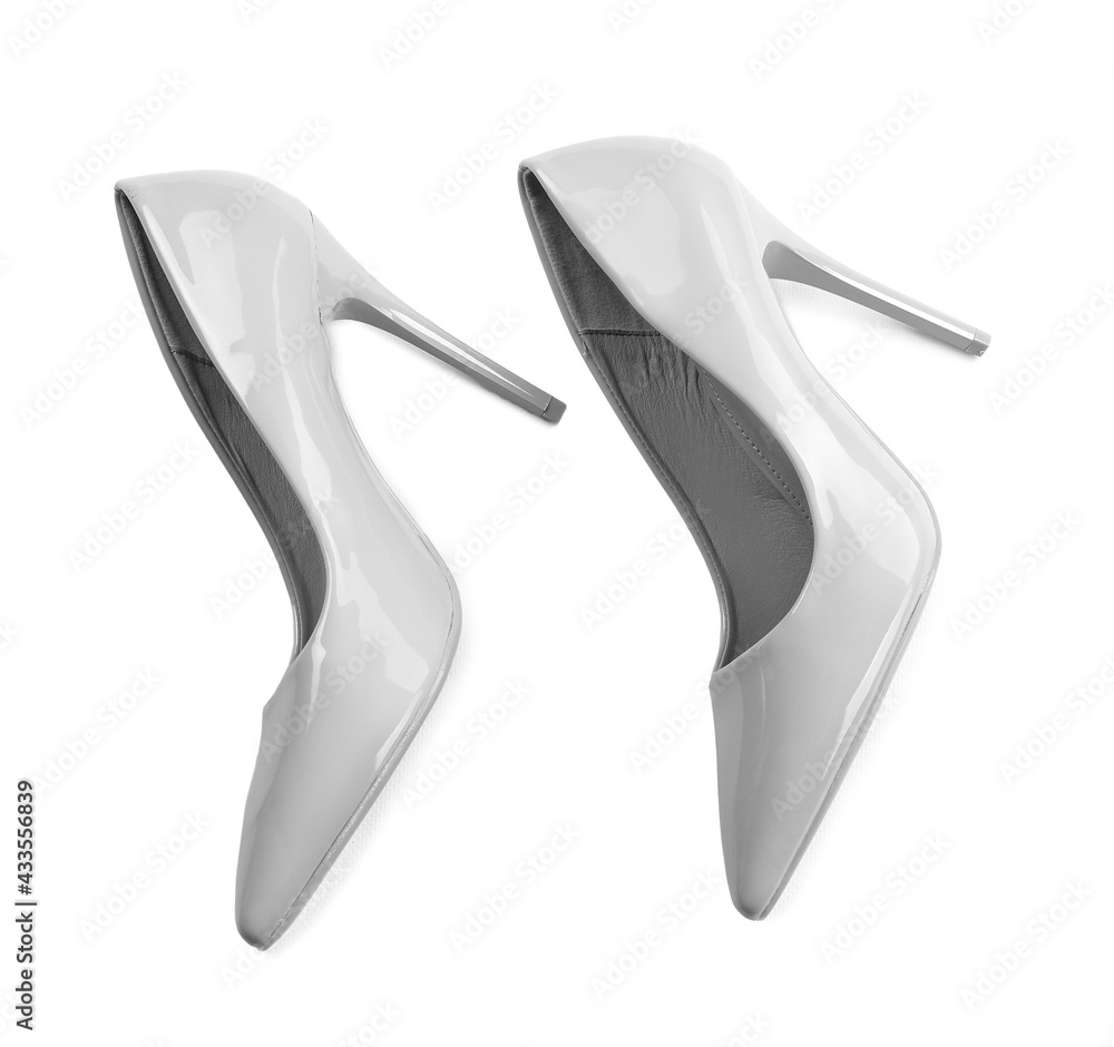 Pair of stylish high heels on white background Pair of stylish high heels on white background