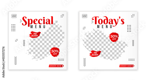 Social media for food advertising bundle design. Today's special menu promotion in social media. Fresh interface of social media campaign.