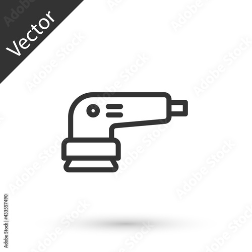 Grey line Electric sander icon isolated on white background. Orbital sander. For floor and wooden planks sanding sandpaper. Vector