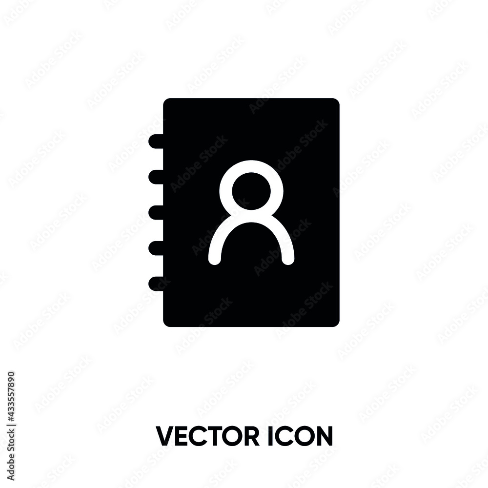 Contact book vector icon. Modern, simple flat vector illustration for website or mobile app. Contact symbol, logo illustration. Pixel perfect vector graphics Contact book vector icon. Modern, simple flat vector illustration for website or mobile app. Contact symbol, logo illustration. Pixel perfect vector graphics