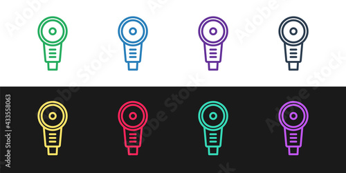 Set line Angle grinder icon isolated on black and white background. Vector