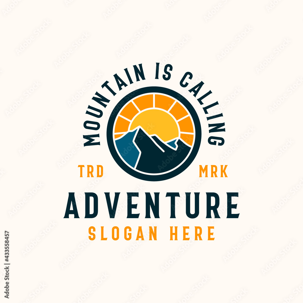 Mountain Lineart Badge Logo Template Mountain Lineart Badge Logo Template