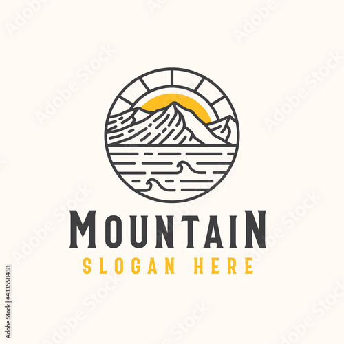 Mountain Lineart Badge Logo Template