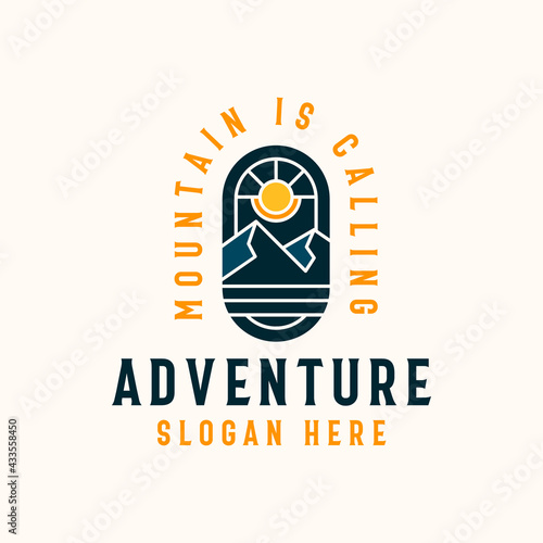 Mountain Lineart Badge Logo Template
