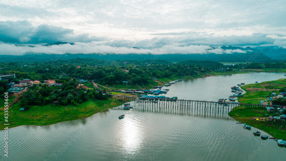 Fototapeta premium Wooden Bridge aerial view