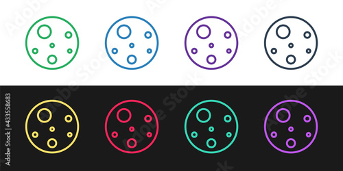 Set line Planet Mars icon isolated on black and white background. Vector