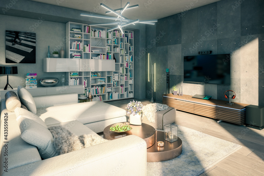 Penthouse Open Area Living Room - 3D Visualization Penthouse Open Area Living Room - 3D Visualization