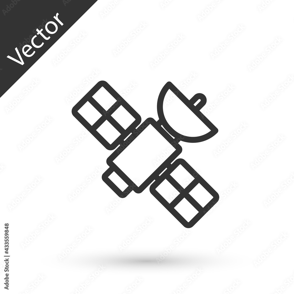Grey line Satellite icon isolated on white background. Vector Grey line Satellite icon isolated on white background. Vector