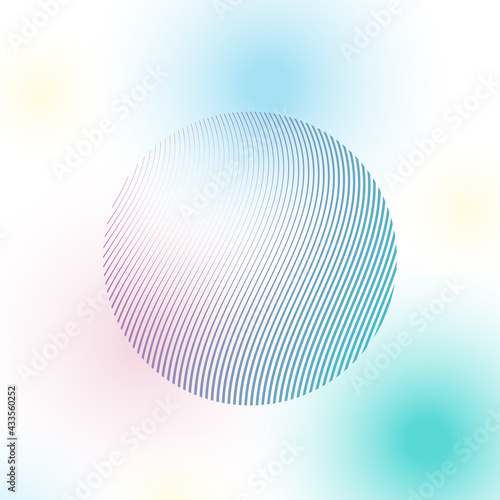 Vector background with abstract neon sphere in gradient pastel colors. Poster with blurred effect. symmetric composition. Applicable for landing page, invitation, advertisement. Eps 10