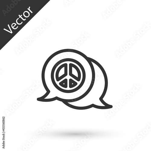 Grey line Peace icon isolated on white background. Hippie symbol of peace. Vector