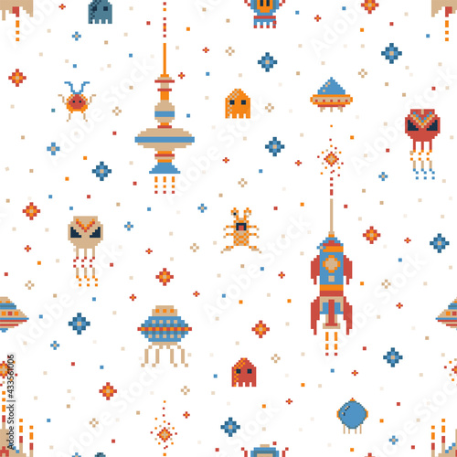 Pixel Art Inter Galactic Adventure Space Pattern