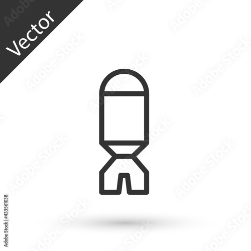 Grey line Rocket launcher with missile icon isolated on white background. Vector