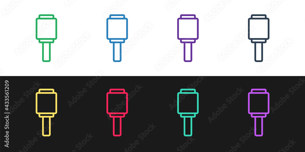 Set line RKG 3 anti-tank hand grenade icon isolated on black and white background. Vector Set line RKG 3 anti-tank hand grenade icon isolated on black and white background. Vector