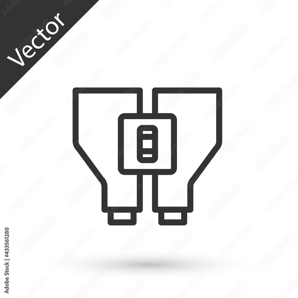 Grey line Binoculars icon isolated on white background. Find software sign. Spy equipment symbol. Vector Grey line Binoculars icon isolated on white background. Find software sign. Spy equipment symbol. Vector