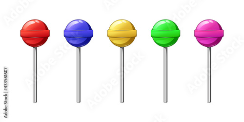 Set round candies lollipops. colourfull candy,  vector illustration.
