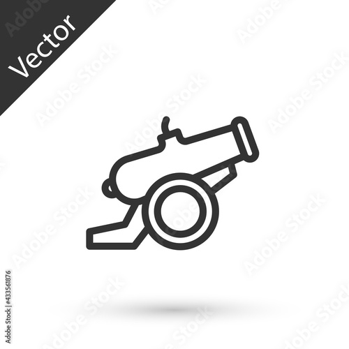 Grey line Cannon icon isolated on white background. Vector