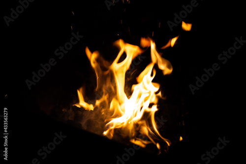 flames of fire on a black background close-up © Dyachenko