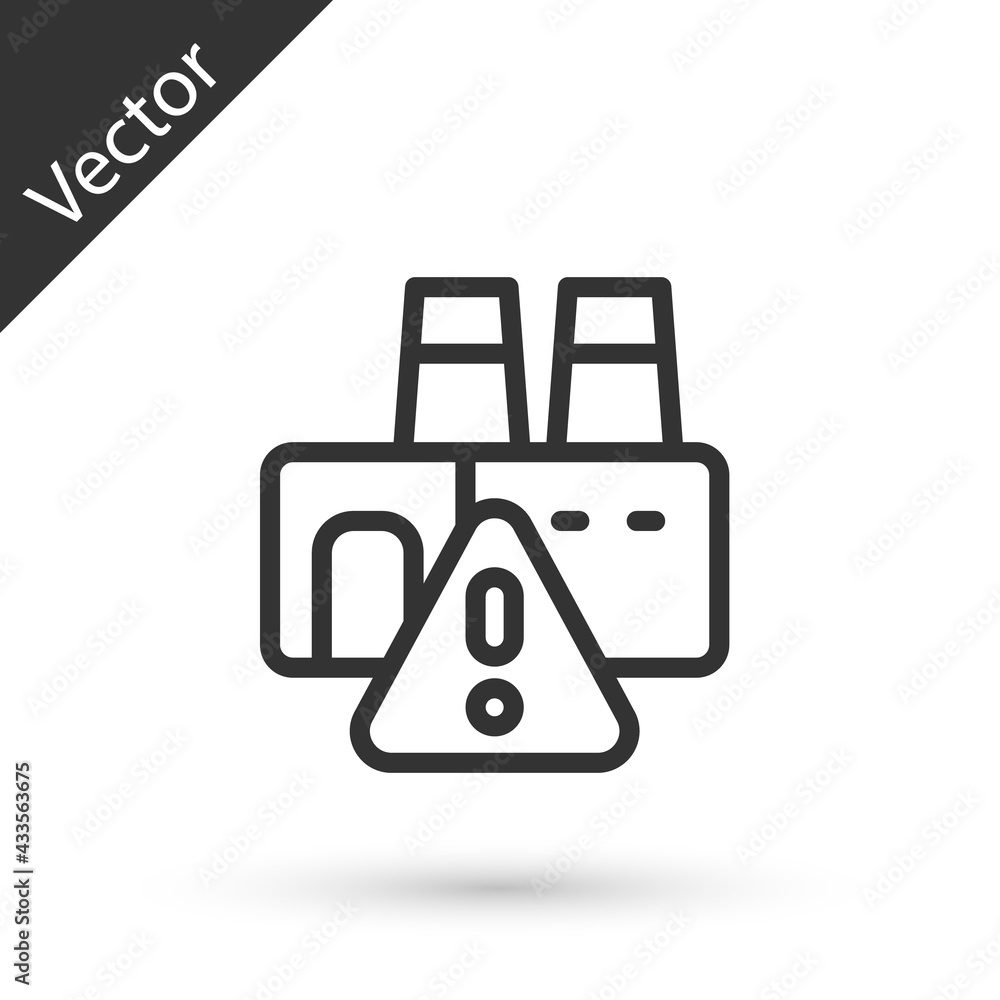 Grey line Shutdown of factory icon isolated on white background. Industrial building. Vector Grey line Shutdown of factory icon isolated on white background. Industrial building. Vector