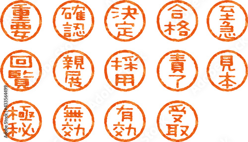 かすれているハンコ文字のベクター素材（ポップな書体）（2文字セット） photo