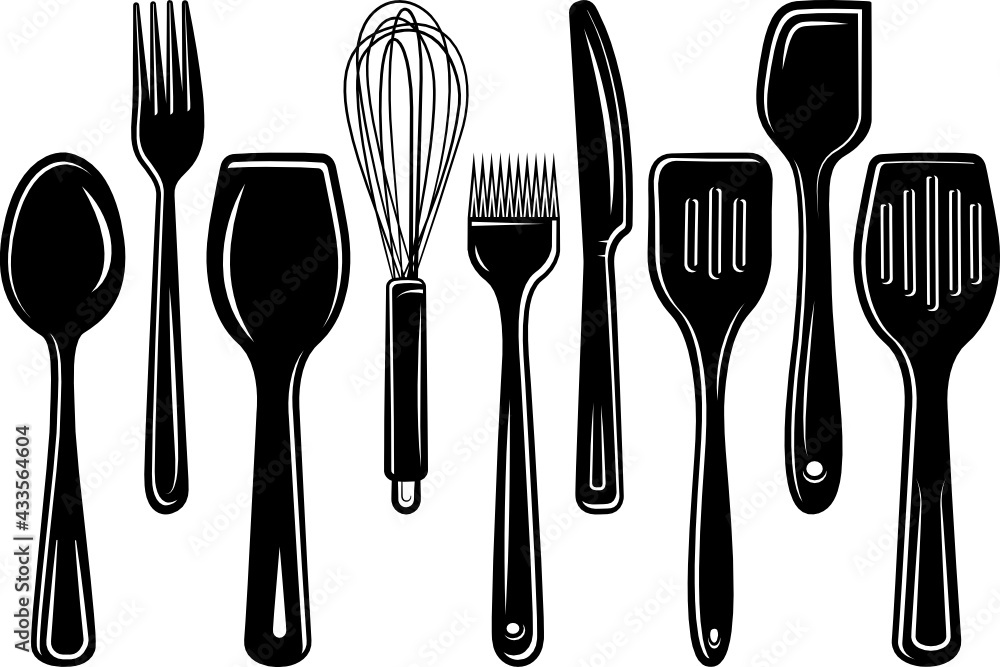 Baking SVG Kitchen Utensils SVG, Cooking Clipart, Baking Cut File, Cricut,  Silhouette DXF, Black and White, Baking Graphic, Bakery, Recipe (Instant  Download) 