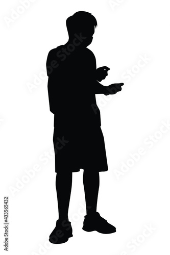 Young man with alcohol sanitizer for coronavirus protection silhouette vector on white background