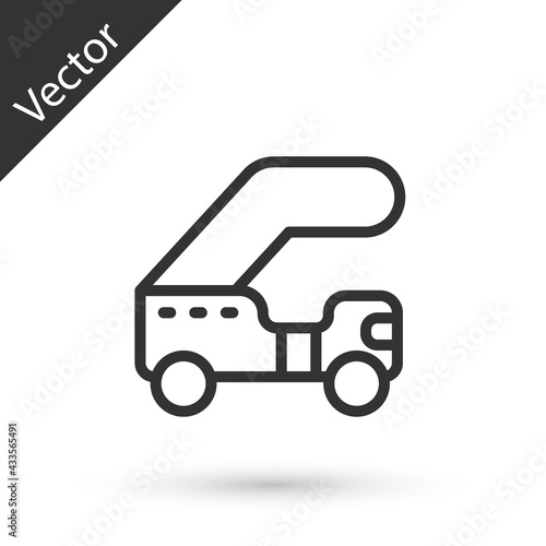 Grey line Passenger ladder for plane boarding icon isolated on white background. Airport stair travel. Vector