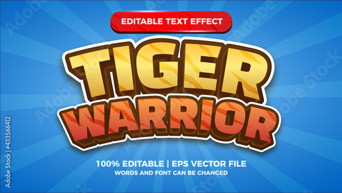 tiger warrior  editable text style effect illustrator. vector design template 