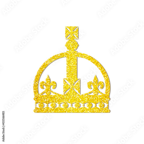 Realistic golden crown isolated on white background. Crown headdress for the king and queen. Royal gold noble aristocrat monarchy. Symbol royal coronation. Majestic tiara. Vector illustration