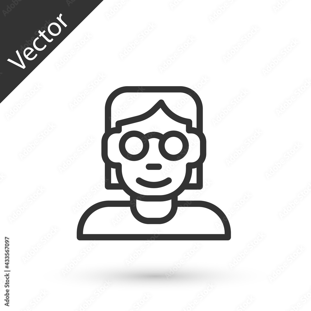 Grey line Hacker or coder icon isolated on white background. Programmer developer working on code, coding, testing, debugging, analysing. Vector Grey line Hacker or coder icon isolated on white background. Programmer developer working on code, coding, testing, debugging, analysing. Vector