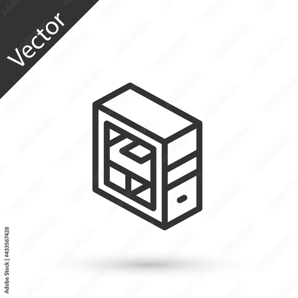 Grey line Computer icon isolated on white background. PC component sign. Vector Grey line Computer icon isolated on white background. PC component sign. Vector